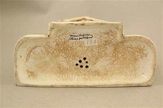 A rare possibly unique Staffordshire porcelain chapel shaped pastille burner, c.1835, 14.5cm, faults